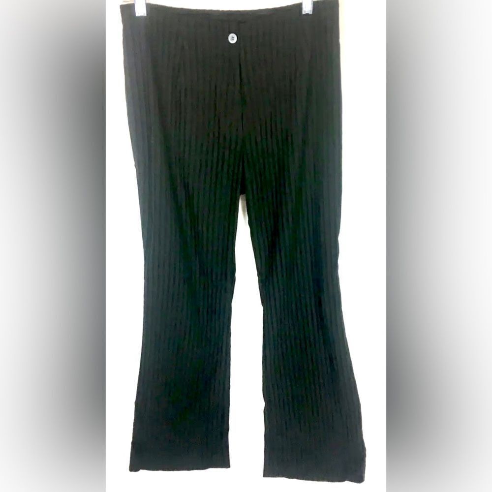 J Jill Stretch Black High Waist Textured Stretch Stripe Pants Women Size 8